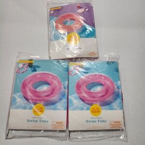 Sun Squad Inflatable Swim Tube 31' Diameter Pink Lot Of 3 Ages 9+ New